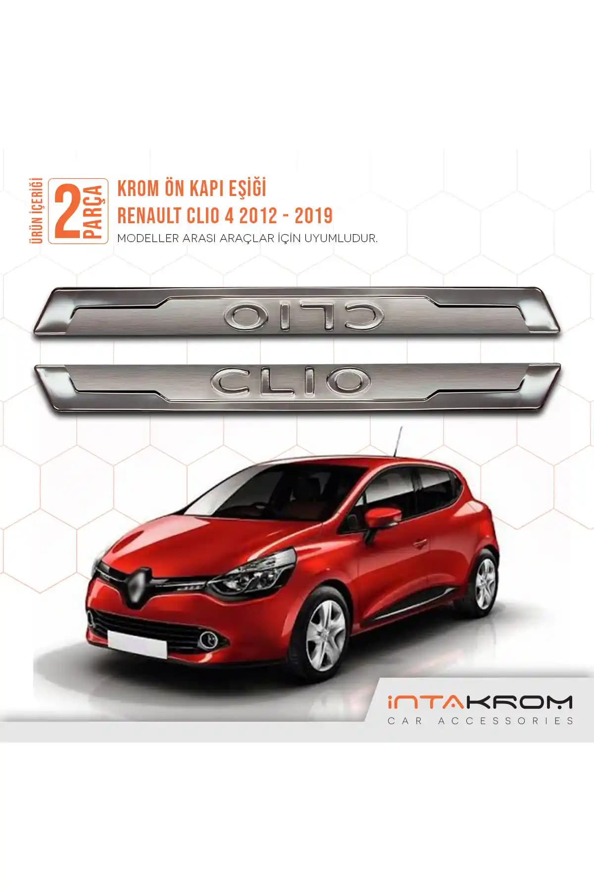 Renault Clio 4 HB/SW için İntachrom Krom Ön Kapı Eşiği - Dayanıklı ve Şık Tasarım