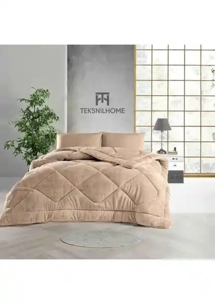 Teksnil Home Çift Kişilik Çift Taraflı Bej Welsoft Yorgan ile Yıl Boyu Konfor