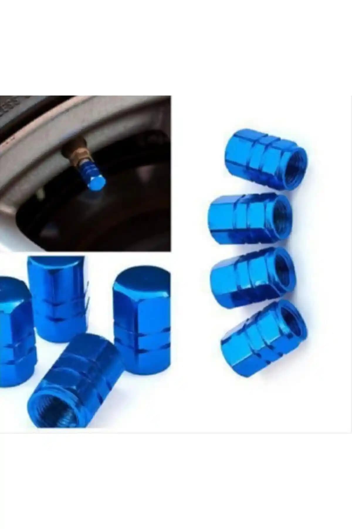 TRENDLIFEOTO Mavi Metal Sibop Kapağı Seti ile Araç Tekerleklerinize Dayanıklı ve Estetik Koruma