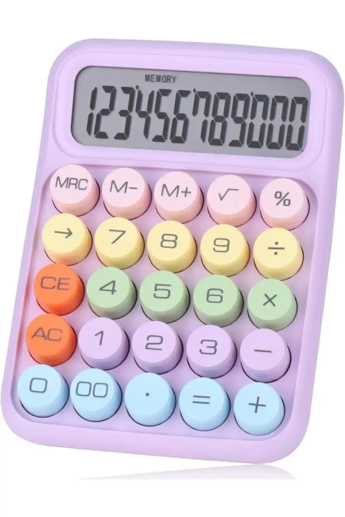 VANCKEY Mor Renkli Tuşlu Masaüstü Hesap Makinesi ile Fonksiyonel ve Şık Tasarım