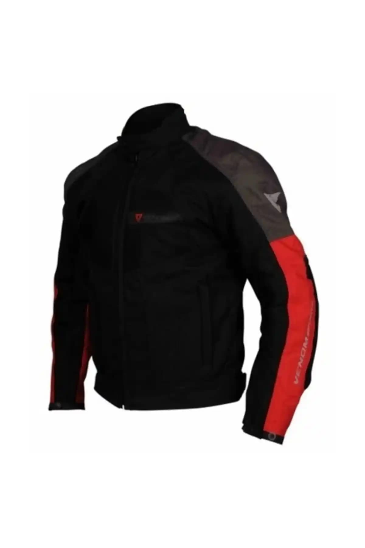 Venom Dynamic Kadın 4 Mevsim Siyah Kırmızı Motosiklet Montu Dayanıklı ve Koruyucu Tasarım