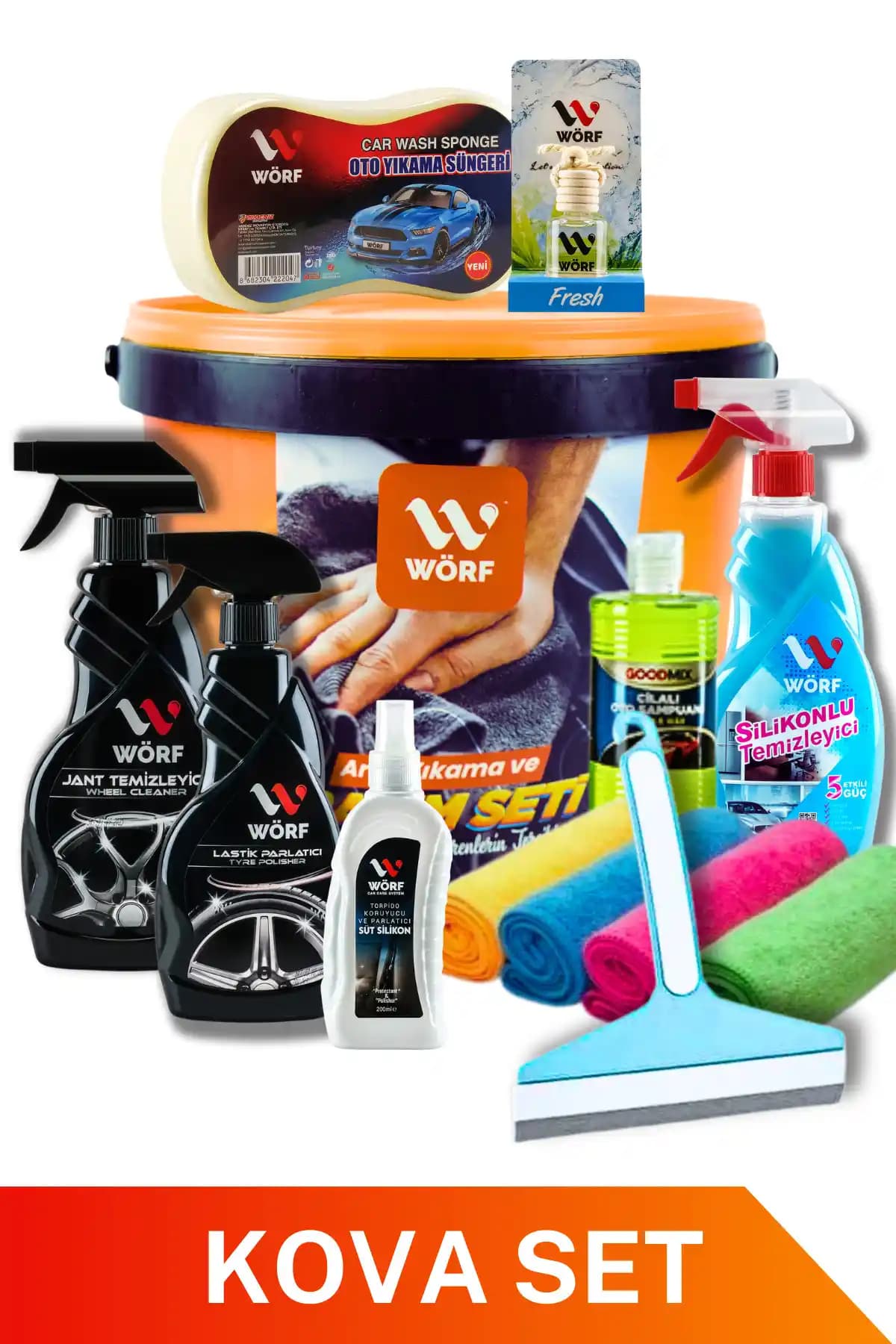 WÖRF 13 Parçalı Araç Yıkama ve Bakım Seti ile Kapsamlı Oto Temizlik Çözümü
