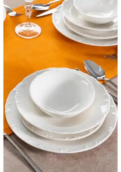 Acar Liyana 24 Parça 6 Kişilik Porselen Yemek Takımı Modern ve Şık Tasarım