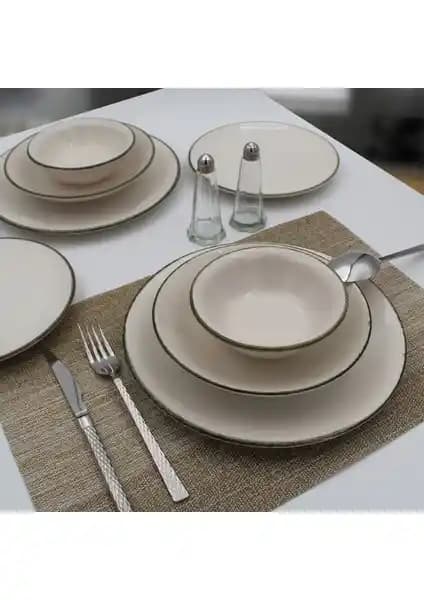Arna Porselen 24 Parça 6 Kişilik Yemek Takımı Estetik ve Dayanıklı Seramik Seti
