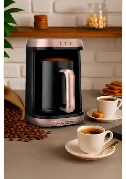 Awox Kafija Rose Gold Türk Kahvesi Makinesi Günlük Kullanım İçin Uygun ve Estetik Tasarım