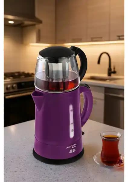 Awox Teaplus Cam Demlikli Elektrikli Çay Makinesi Mürdüm Renk ile Modern ve Pratik Kullanım