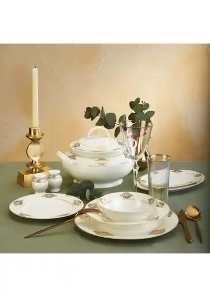 Emsan New Bone Sare 60 Parça Porselen Yemek Takımı Şık ve Dayanıklı Tasarım