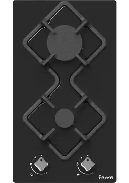 Ferre KA001 Karad Siyah Cam Ankastre Gazlı Ocak 2 Gözlü Modern ve Güvenli Tasarım
