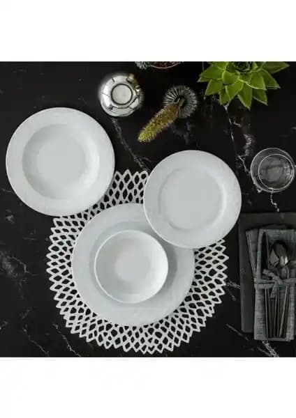Güral Porselen 24 Parça Alfa Yemek Seti Şık ve Dayanıklı Modern Sofra Takımı