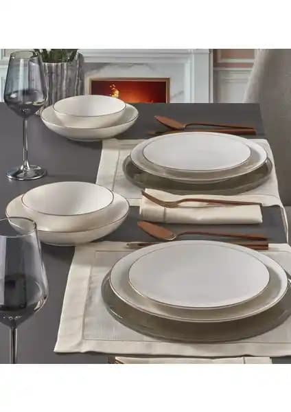 Güral Porselen Atina 24 Parça 6 Kişilik Bone Yemek Takımı Estetik ve Dayanıklılık