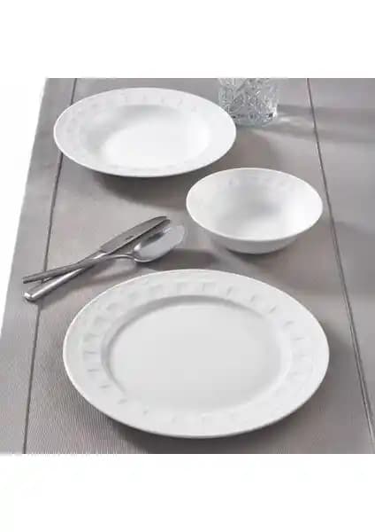 Güral Porselen Monet 18 Parça 6 Kişilik Rölyefli Modern Yemek Takımı