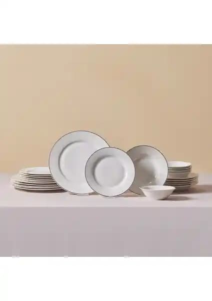 Karaca Elegance Bone Rebeca 24 Parça Beyaz Porselen Yemek Takımı Geniş Aileler İçin