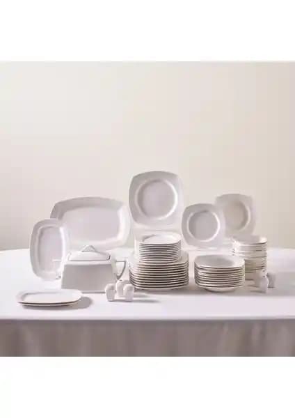 Karaca Square Bone 60 Parça 12 Kişilik Modern Porselen Yemek Takımı Şıklık ve Fonksiyonellik