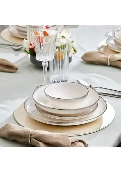 Karaca Streamline Eclipse Platin 57 Parça 12 Kişilik Modern ve Dayanıklı Yemek Takımı