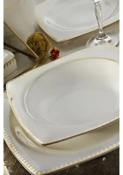 Kütahya Porselen Bone Mare 62 Parça Desenli Yemek Takımı Şık ve Fonksiyonel Tasarım