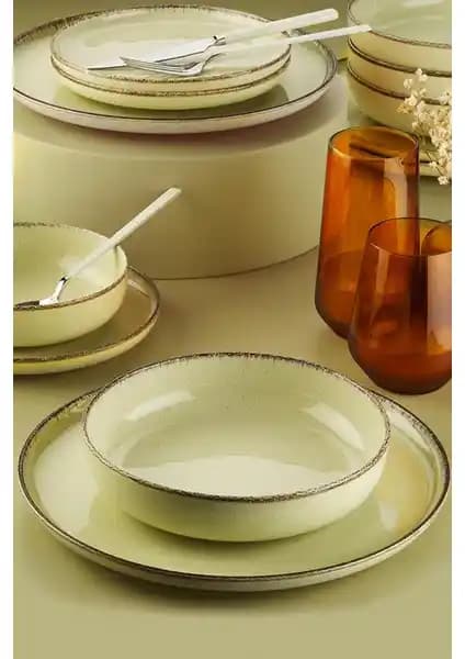 Kütahya Porselen Modern Yemek Takımı Pearl Bej ve Sarı Renk Seçenekleriyle Şık Sunumlar