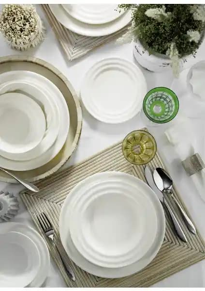 Kütahya Porselen New Tuvana 24 Parça 6 Kişilik Modern ve Şık Yemek Seti