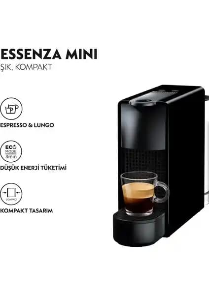 Nespresso Essenza Mini C 30 Siyah Kahve Makinesi: Kompakt ve Şık Tasarımıyla Pratik Kahve Keyfi