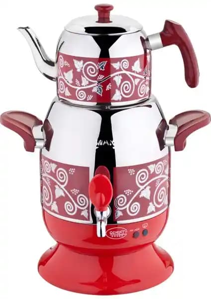 Özkent Menekşe Kırmızı Semaver: Estetik ve Güvenli Çay Demleme Çözümü