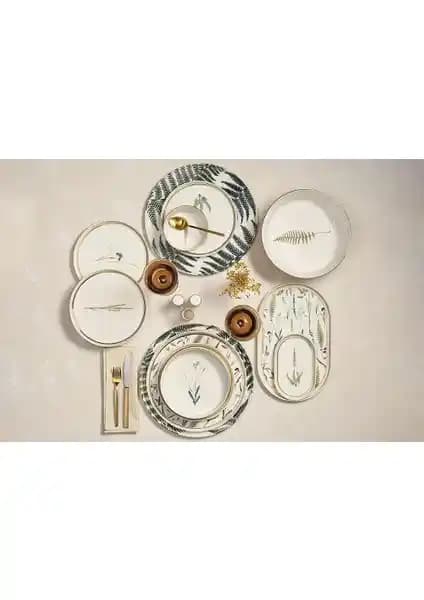 Porland Botanical 60 Parça 12 Kişilik Porselen Yemek Takımı Doğal Desenleriyle Sofranızda