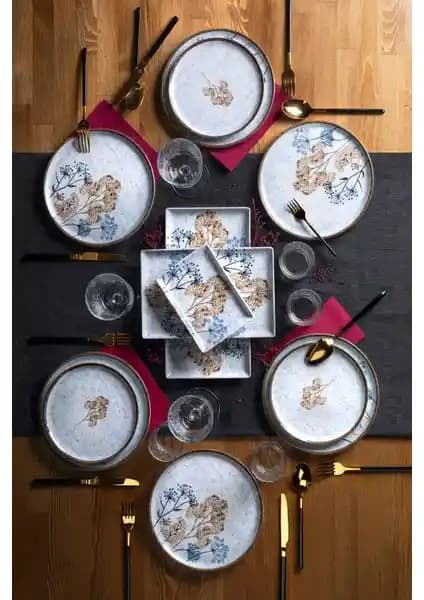 Porland Çisem 18 Parça Porselen Kahvaltı ve İkram Takımı Şık ve Dayanıklı Tasarım