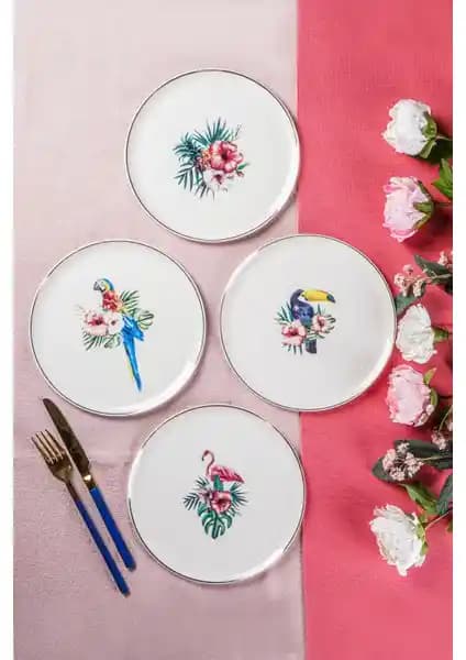 Porland Exotic Desen Pasta Tabağı Seti: Tropikal ve Doğal Temalı Şık Sofra Tasarımı