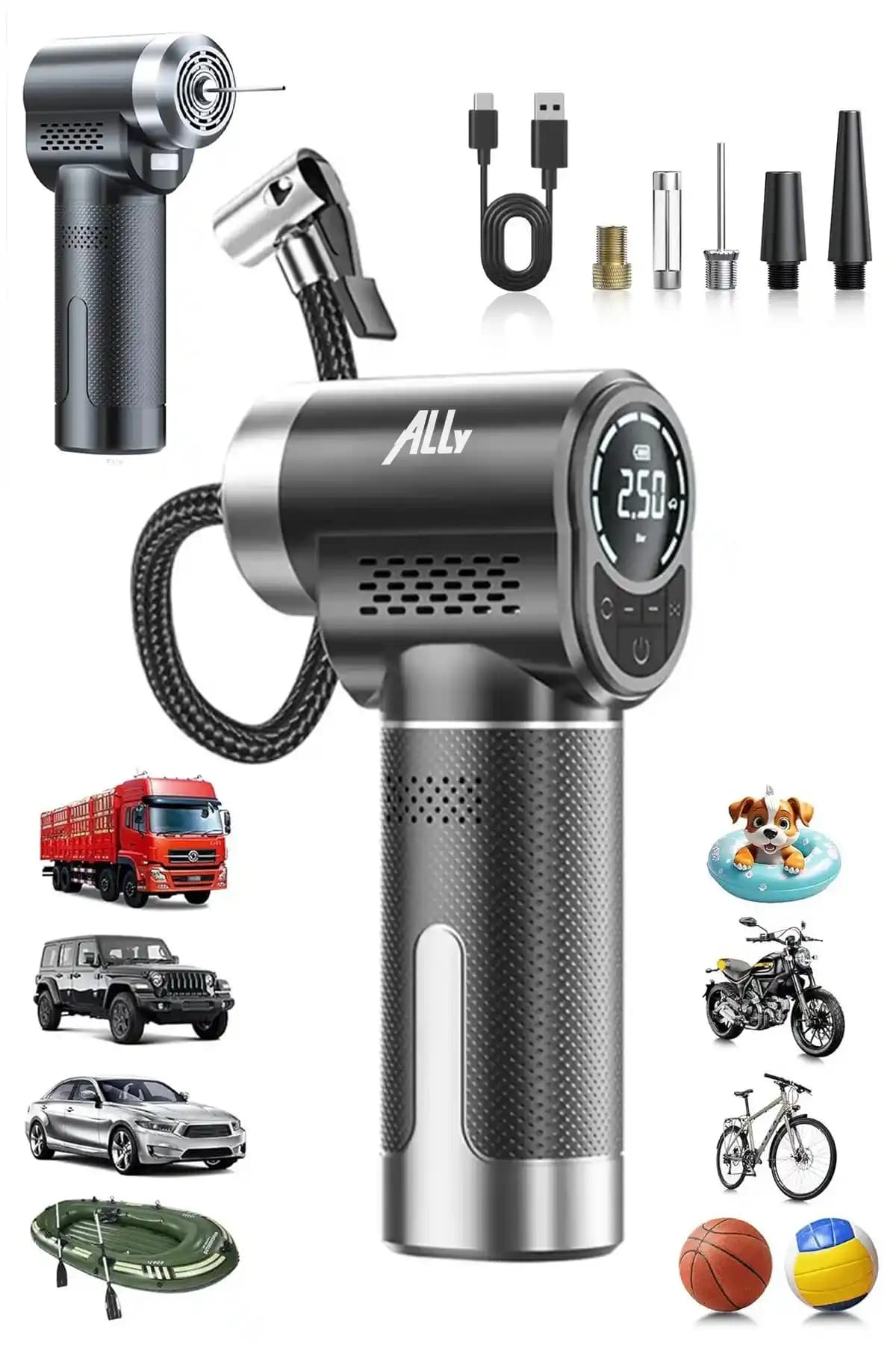 Ally ST-5518 Dijital Göstergeli Şarjlı Taşınabilir Hava Kompresörü Özellikleri ve Kullanım Alanları