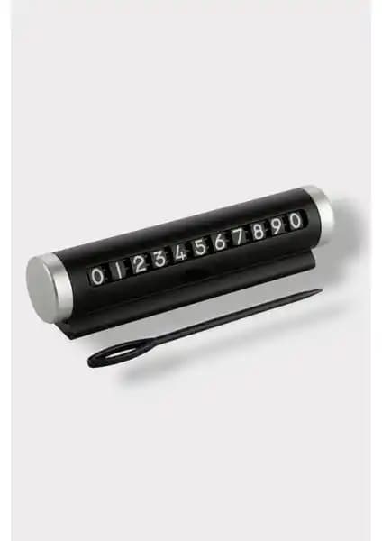 Araç İçin Siyah Metal Çevirmeli Telefon Numaratör ve Park Numarası Aksesuarı