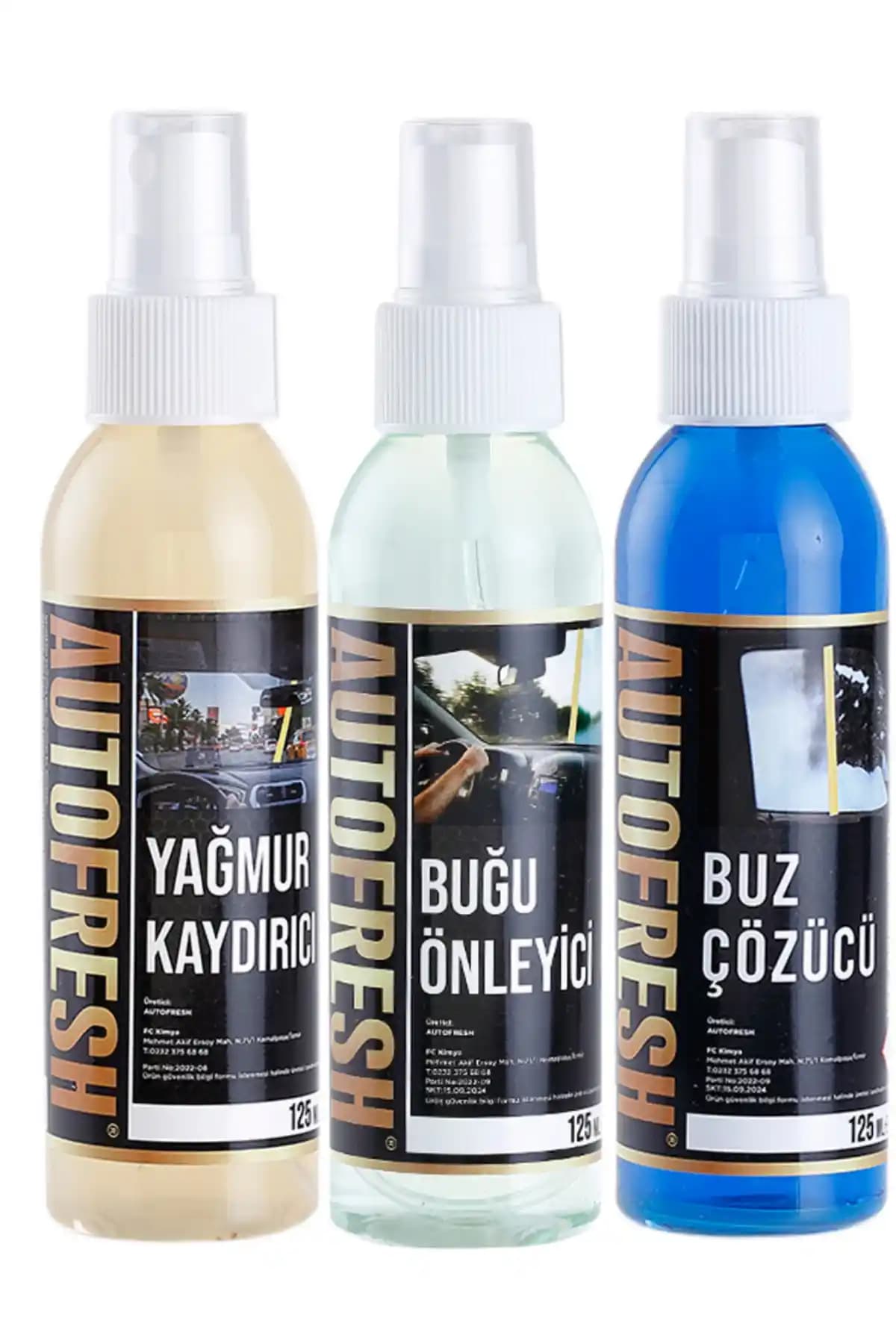 AutoFresh Kışlık 3'lü Oto Bakım Sprey Seti: Buz Çözücü, Buğu Önleyici ve Yağmur Kaydırıcı Özellikleri
