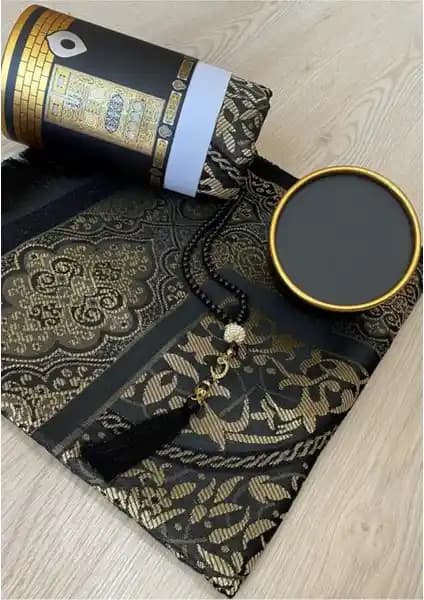 Ayhan Ayhanhome Kabe Desenli Çeyizlik Seccade ve Tesbih Seti Şık Tasarımıyla Dini Kullanım İçin