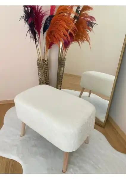 Bounteous Ahşap Ayaklı Dikdörtgen Puf: Estetik ve Fonksiyonellik Sunan Çok Yönlü Mobilya