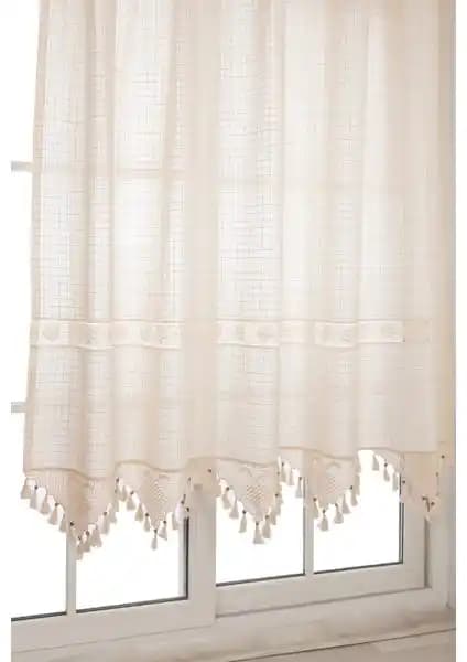 Buldan Işi Otantik Monika El Dantelli Keten Perde Doğal ve Şık Ev Dekorasyonu İçin Uygun