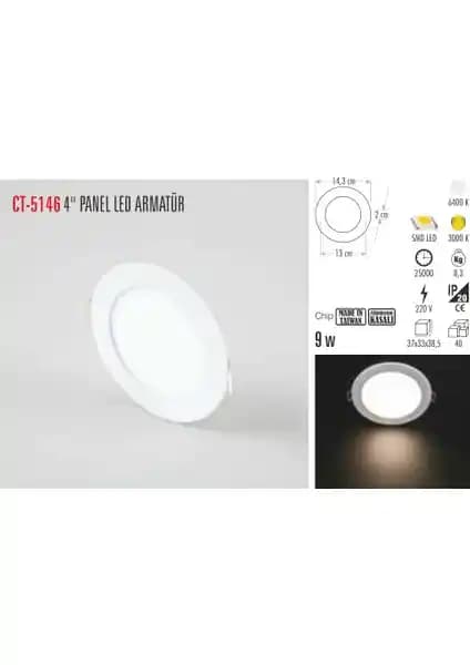 Cata Ct-5146 9W 4 İnç Slim LED Panel Armatür ile Modern ve Enerji Verimli İç Mekan Aydınlatması