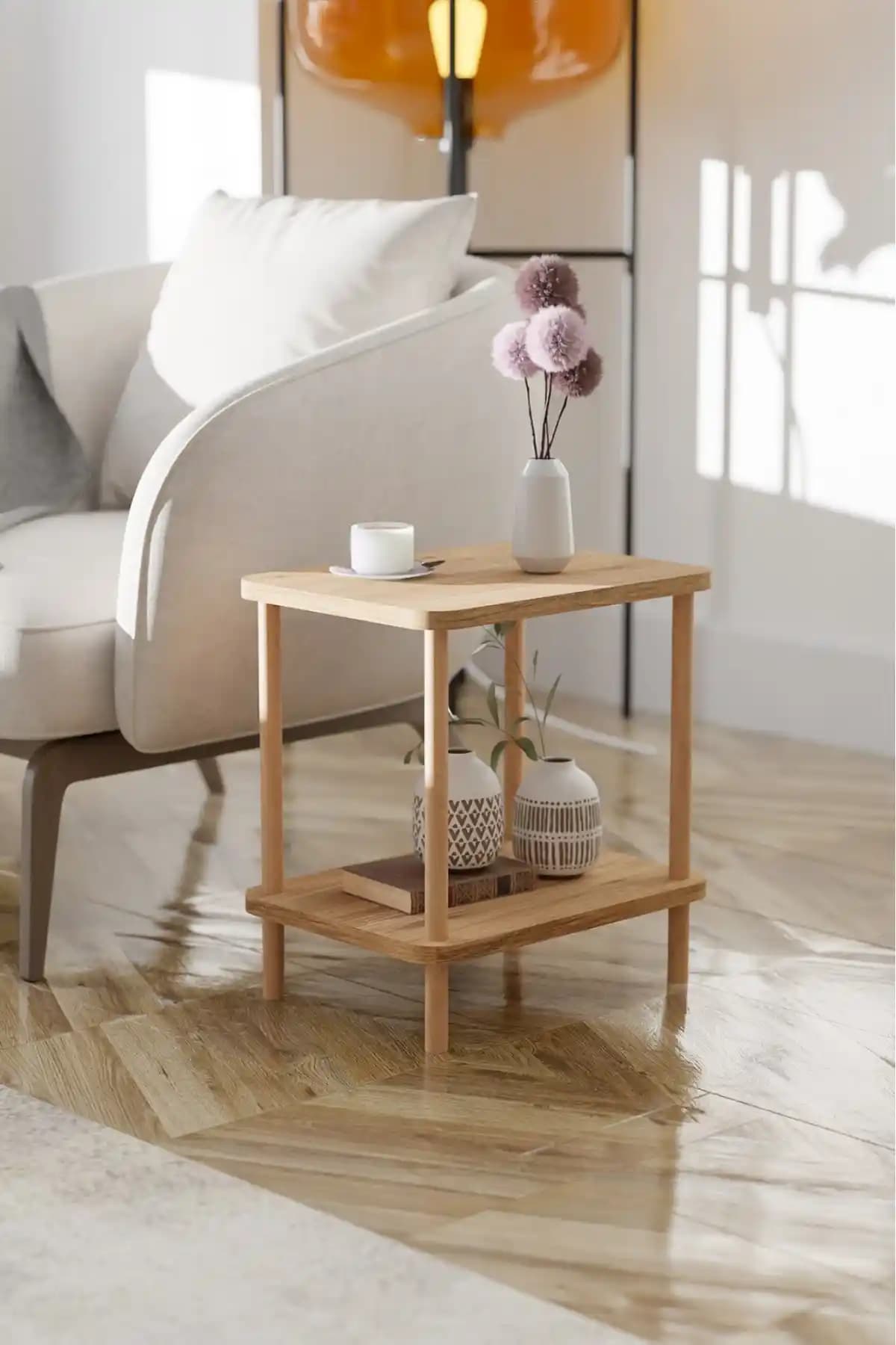 EGEMODÜLER 2 Raflı Yan Sehpa Modern ve Çok Amaçlı Dekorasyon Parçası