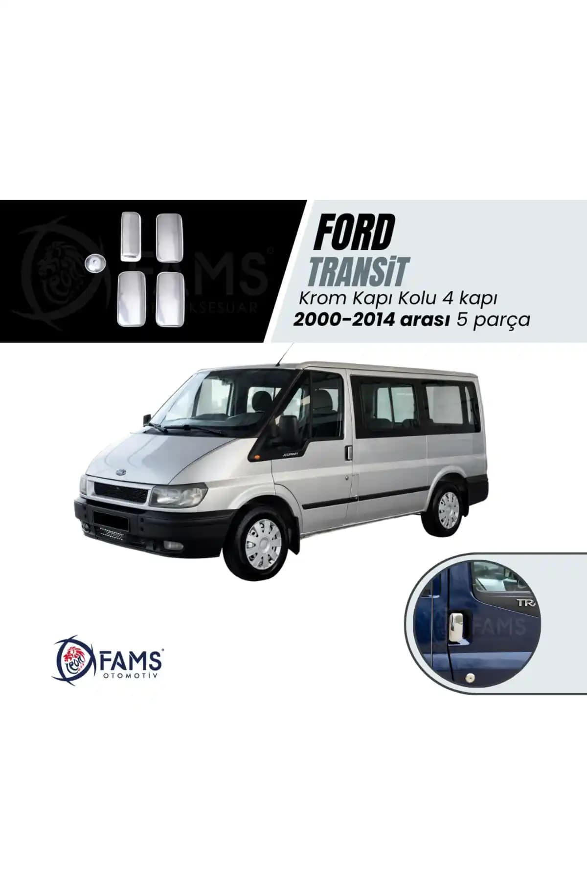 Ford Transit İçin Uzun Krom Kapı Kolu Aksesuarı Dayanıklı ve Estetik Tasarım