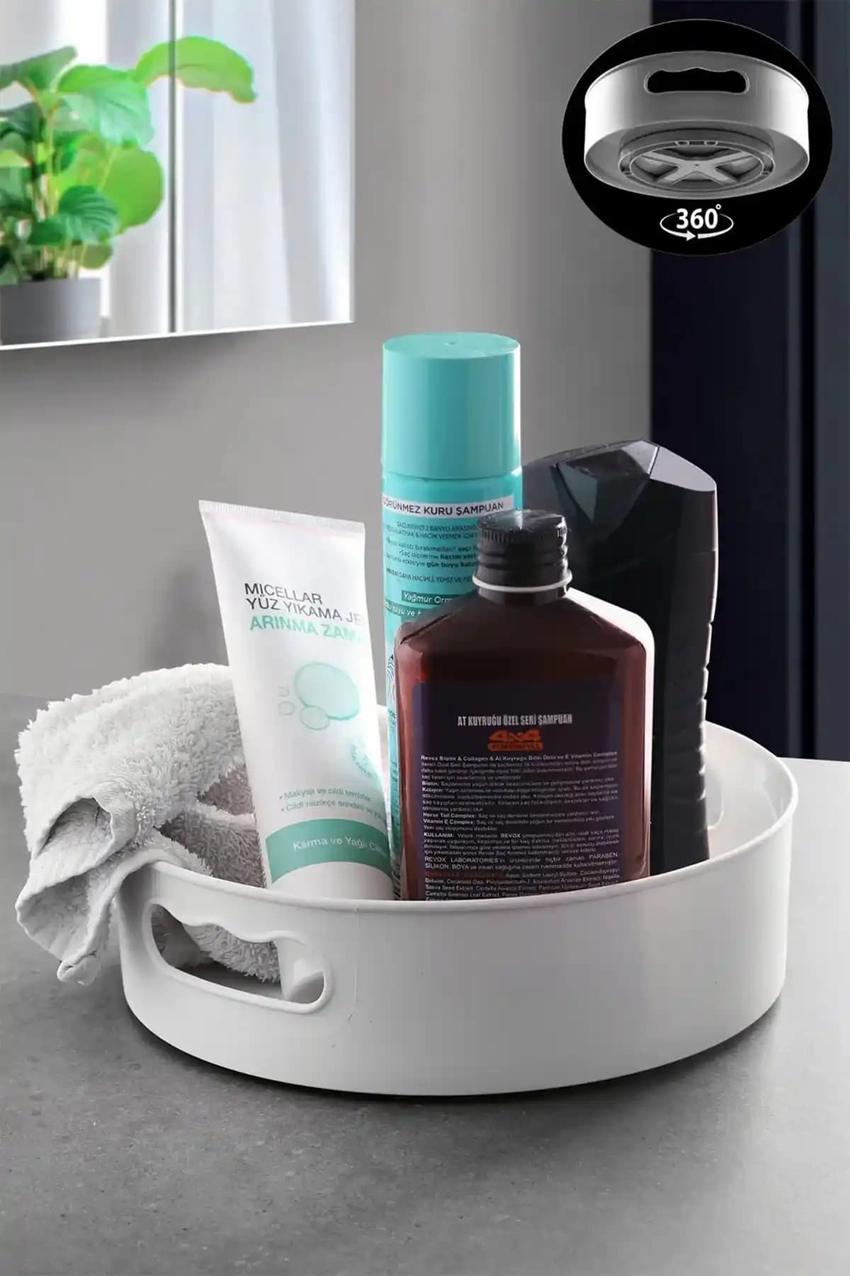 Mutfak ve Banyo İçin 360 Derece Dönen Çok Amaçlı Düzenleyici Tepsi Ürünü