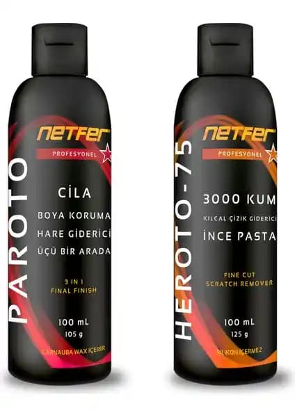 Netfer 2'li İnce Pasta Cila Seti Otomobil Yüzeyleri İçin Profesyonel Çözüm