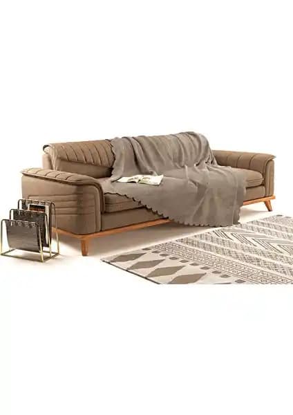 A.S.T Topdağı Tekstil Ağaçkabuğu Desenli Kaymaz Koltuk Örtüsü ve Şalı