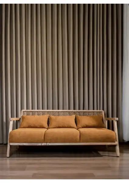 Aberteka Merlin Hazeranlı Açık Ceviz Teddy Kumaş Üçlü Kanepe Modern Tasarım ve Dayanıklılık