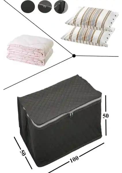 Adarya Mega Boy Yorgan Yastık Kazak Hurcu Gri - Geniş Hacimli ve Hava Geçirgen Depolama Çözümü