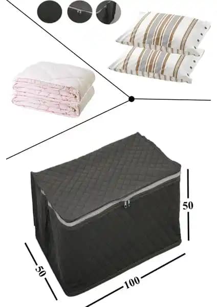 Adarya Mega Boy Yorgan Yastık Kazak Hurcu Gri - Geniş Hacimli ve Hava Geçirgen Depolama Çözümü