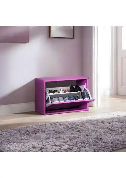 Adore Mobilya Mor Renkli New Step Oturaklı Ayakkabılık Şık ve Pratik Tasarım