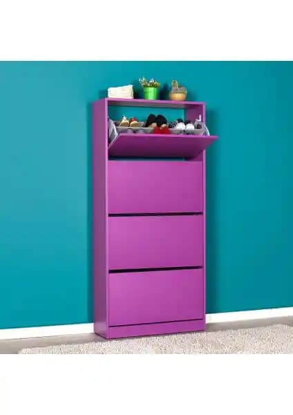 Adore Mobilya'nın Geniş ve Şık Mor Ayakkabılık Dolabı Detaylı İnceleme