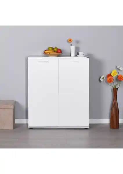 Adore Trendline 2 Kapaklı 5 Raflı Çok Amaçlı Ayakkabılık Beyaz Modern Tasarım