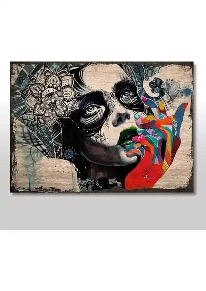 Ahşap Boyalı Kadın Tablo - Modern ve Dayanıklı Dekorasyon Parçası