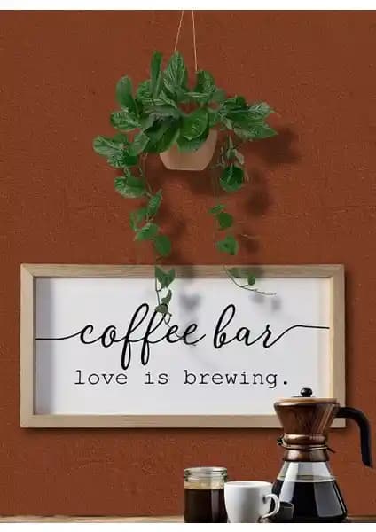 Ahşap Çerçeveli Kahve Köşesi - Estetik ve Dayanıklı Dekoratif Ürün