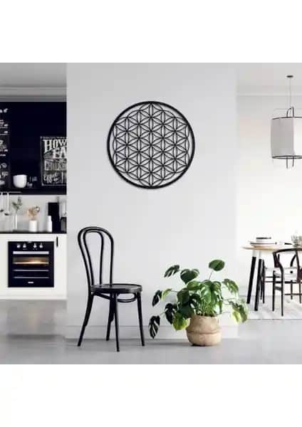 Ahşap Yaşam Çiçeği Kutsal Geometri Dekoratif Tablo - Modern ve Anlamlı Duvar Dekoru