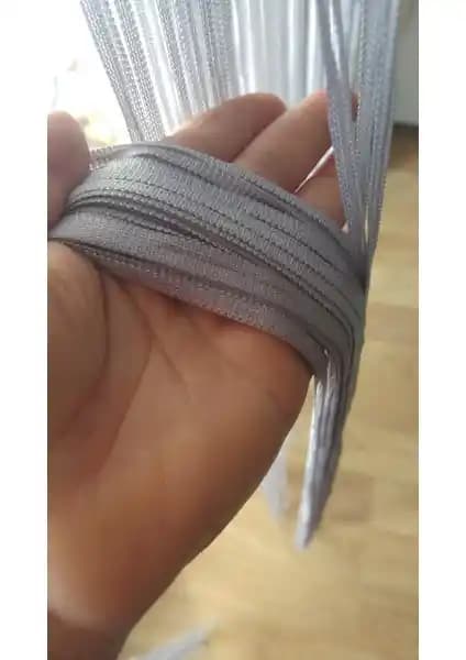Akça Tekstil Gri İp Perde Modern ve Şık Dekorasyon İçin Uygun Çift Kanatlı Model