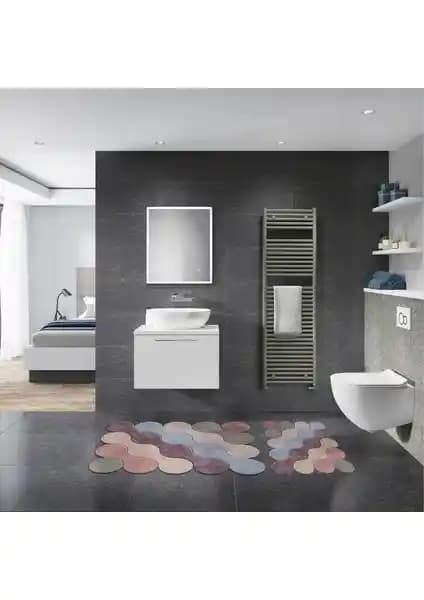 Alanur Florya Özel Kesim Yıkanabilir Pas Pas Seti ve Klozet Takımı Modern Banyo Dekorasyonu