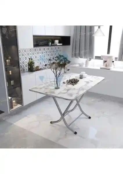 AldaGelsin Mermer Desenli Katlanabilir Masa: Şık ve Pratik Kullanım İçin Uygun Mobilya Çözümü